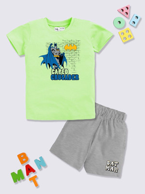 YK X Minute Mirth Boys & Girls Batman Casual T-shirt Shorts(Green)