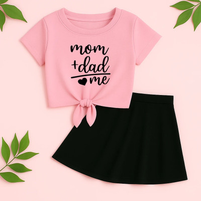Shree shyam enterprises Girls Casual Top Skirt(Pink and Black)