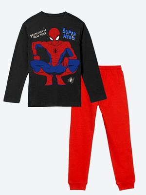 YK Marvel Boys & Girls Spiderman Casual T-shirt Jegging(Black)
