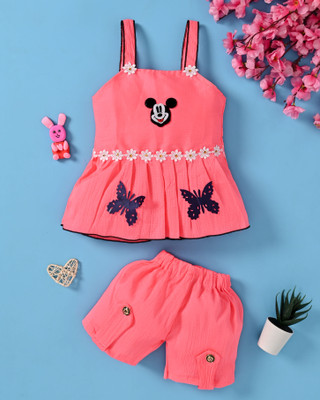 SGLIFESTYLE Baby Girls Mickey Casual Top Shorts(Tomato)