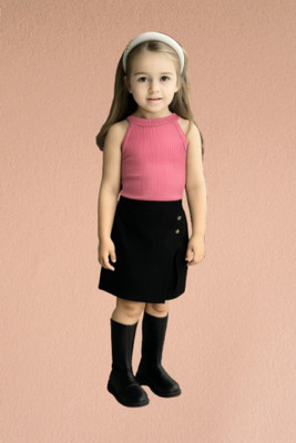 RIYASNHI Girls Casual Top Shorts(Pink, Black)