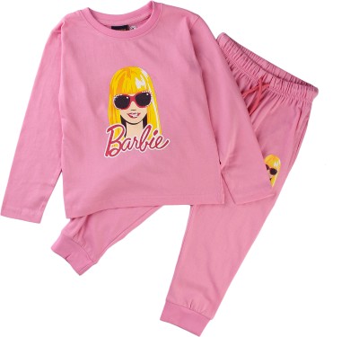 Oskie Baby Girls Barbie Casual T-shirt Pyjama(pink)