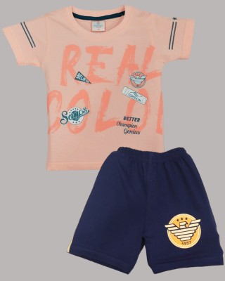 FASHION GRAB Baby Boys & Baby Girls Casual T-shirt Shorts(PEACH)