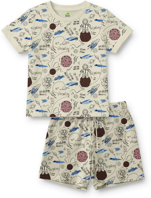 CHHOTA BHEEM Boys Chhota Bheem Casual T-shirt Shorts(Cream)