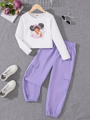 Stoky Baby Girls Casual T-shirt Pant(White)