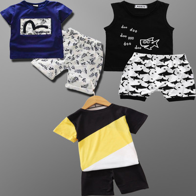 Lofn Baby Boys Casual T-shirt Shorts(Multi)