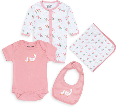 Smart Baby Baby Boys & Baby Girls Casual Bodysuit Bib(White & Pink)