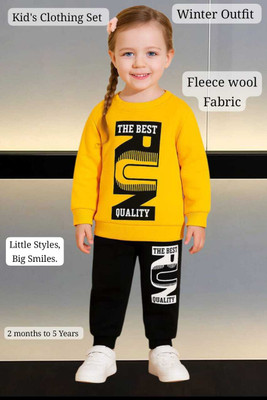 KicoCart Baby Boys & Baby Girls Casual T-shirt Pyjama(Yellow, Black)