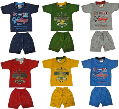 Paryag Baby Boys & Baby Girls Casual T-shirt Shorts(Multicolor)