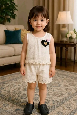 rinkidrees Baby Girls Party(Festive) Top Pant(White)