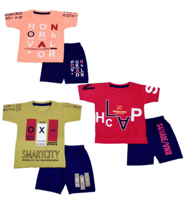 DIAMOND EXPORTER Baby Boys Casual T-shirt Capri(MULTICOLOR)