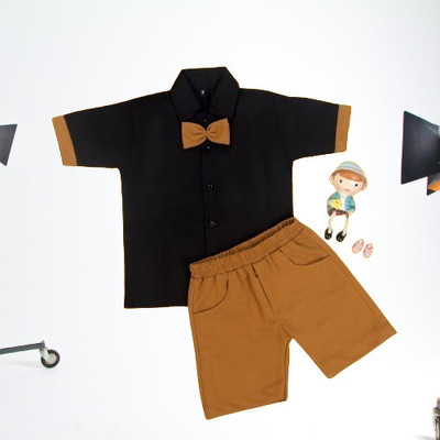 JANNIFASHION Baby Boys Casual Skirt Shirt, Pant(BLACK, KHAKI)