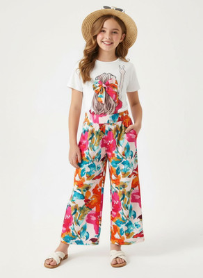 PORPY Girls Party(Festive) T-shirt Pant(White&Red)