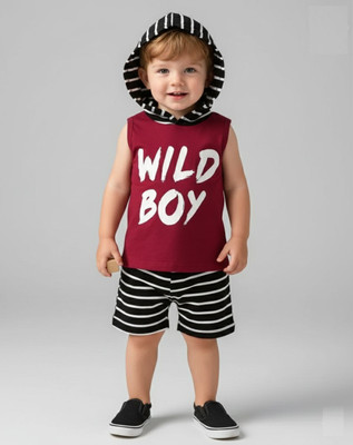 Cutevibe Baby Boys & Baby Girls Casual T-shirt Shorts(MAROON)