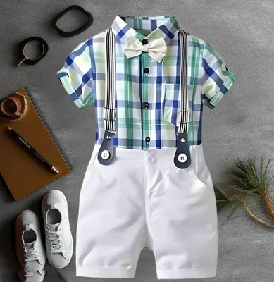 Little Looks Baby Boys & Baby Girls Party(Festive) Shirt Shorts(GREEN)