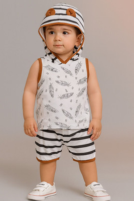 Cutevibe Boys & Girls Party(Festive) T-shirt Shorts(White)