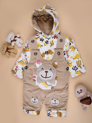 V-MART Baby Boys Casual T-shirt Dungaree(Brown)