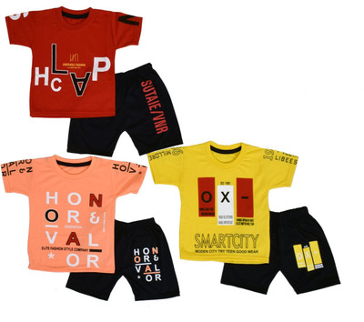 ALUXDON Baby Boys Casual T-shirt Track Pants(MULTICOLOR)