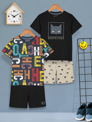 Hellcat Boys Casual T-shirt Shorts(Black2/Black2)