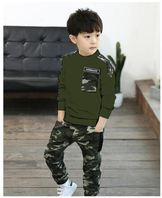HITANSHI Boys Party(Festive) T-shirt Track Pants(Green)