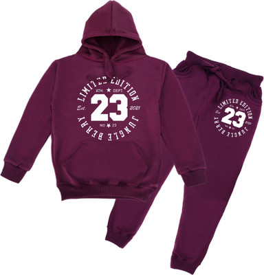 FABVIO PLUS Boys & Girls Casual Sweatshirt Sweatpant(Dark Purple)