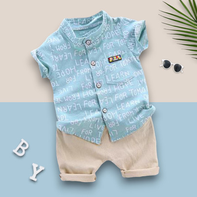 LittleRebel Baby Boys & Baby Girls Casual Shirt Shorts(ALPHA_SKY)