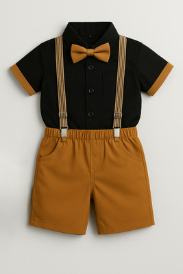 Fabmytra Baby Boys & Baby Girls Party(Festive) Shirt Shirt, Shorts, Belt(Khakhi)