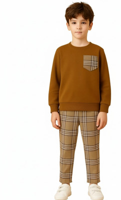 Arjun enterprise Boys Party(Festive) T-shirt Pant(Brown)