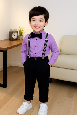 Bleckz Someck Boys Party(Festive) Shirt Pant(Purple)