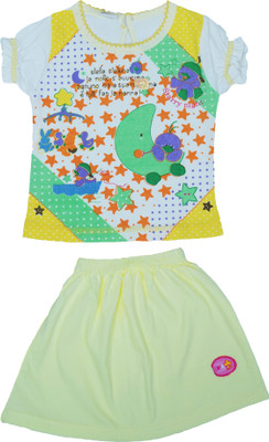 PRETTY COLLECTION Baby Girls Casual T-shirt Skirt(Lime Green)