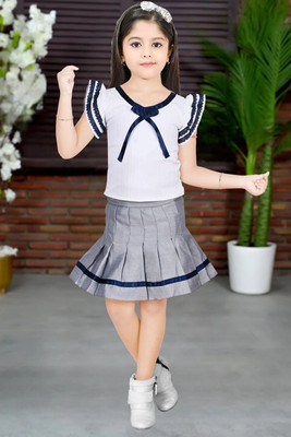 HouseOfCommon Baby Girls Party(Festive) Top Skirt(Silver)