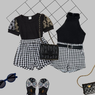 HouseOfCommon Baby Girls Party(Festive) Top Shorts(G1 Black, G1 Black)