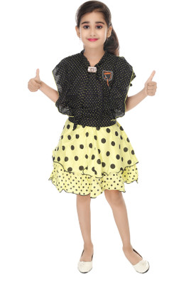 Mahanidhi Creation Girls Party(Festive) Dress Skirt(yellow)