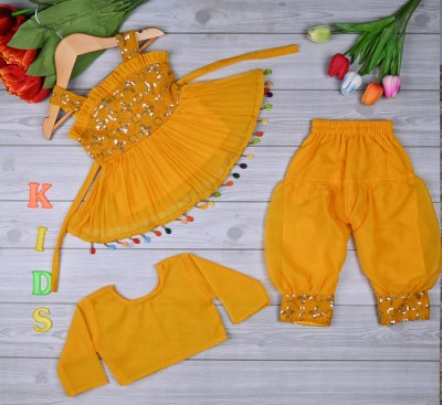 DRESS COLLECTION Baby Girls Party(Festive) Gown Pant(DARK YELLOW)