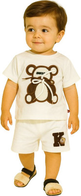 MiniMighty Baby Boys Casual T-shirt Shorts(white)