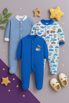 EIO Baby Boys & Baby Girls Casual Romper Sleepsuit, Jumpsuit(Royal Blue)
