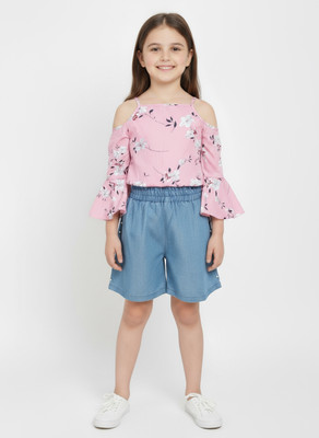 SILK SPARROW Girls Casual Top Jeans(Pink)