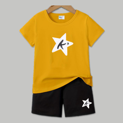 MGRS Baby Boys & Baby Girls Casual T-shirt Shorts(MUSTARD)