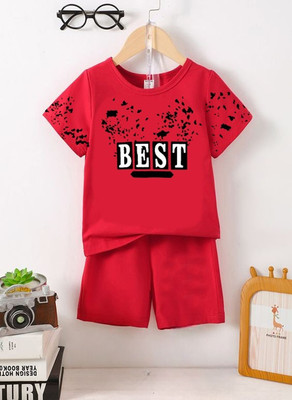 toystshirt Baby Boys Casual T-shirt Trouser(Red)