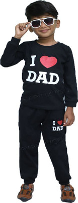 MUCARE Boys & Girls Casual T-shirt Pant(Black Dad)