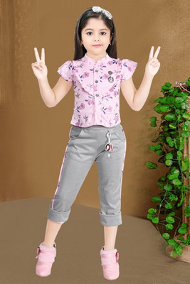 HouseOfCommon Baby Girls Party(Festive) Top Capri(PINK)