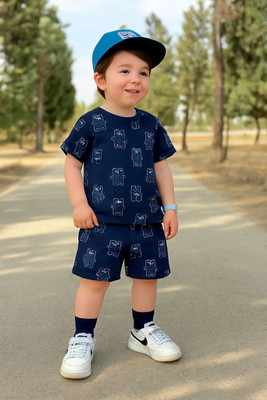 CALCUTTA FASHION Baby Boys & Baby Girls Casual T-shirt Shorts(NAVY BLUE)
