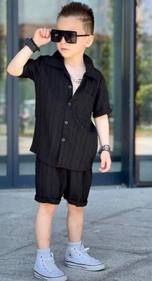 jacero Baby Boys Casual Shirt Shorts(Z-Black)