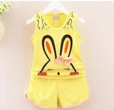 JS TREND Baby Boys & Baby Girls Casual T-shirt Pant(Yellow)