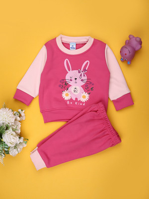 V-MART Baby Girls Casual T-shirt Pyjama(Fuchsia)