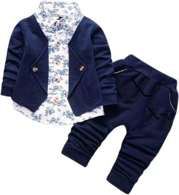 Nidhi Baby Boys & Baby Girls Party(Festive) Blazer Track Pants(BLUE)