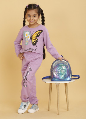 Trampoline Girls Casual Top Track Pants(Purple)