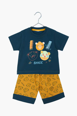 Tiny Cuddles Baby Boys Casual T-shirt Shorts(aqua blue)