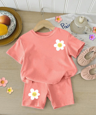 J&JP Girls Casual T-shirt Shorts(Pink)