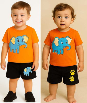 SEGRO Baby Boys & Baby Girls Casual T-shirt Shorts(ORAMGE, ORANGE)